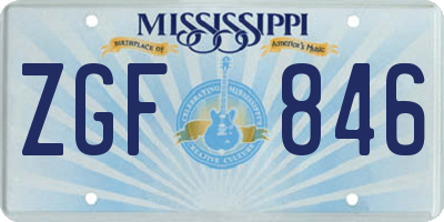MS license plate ZGF846