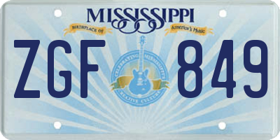 MS license plate ZGF849