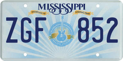 MS license plate ZGF852