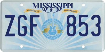 MS license plate ZGF853