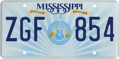 MS license plate ZGF854