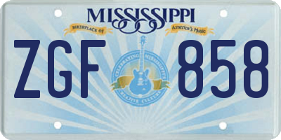 MS license plate ZGF858