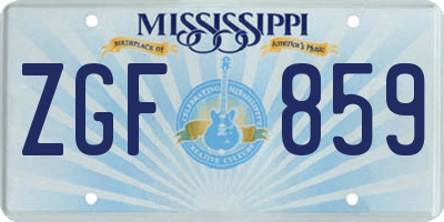 MS license plate ZGF859