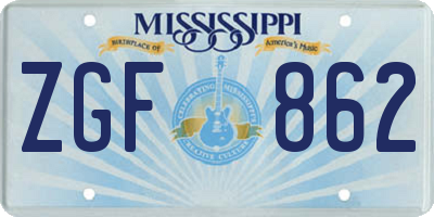 MS license plate ZGF862