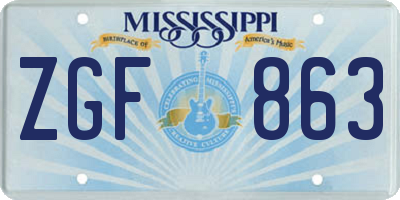 MS license plate ZGF863
