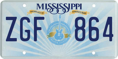 MS license plate ZGF864