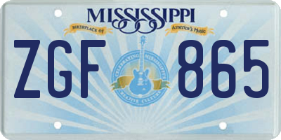 MS license plate ZGF865