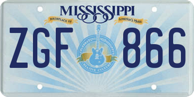 MS license plate ZGF866