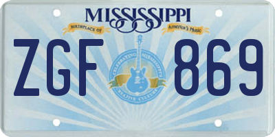 MS license plate ZGF869