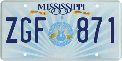 MS license plate ZGF871