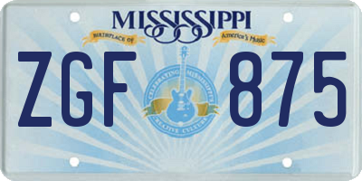 MS license plate ZGF875