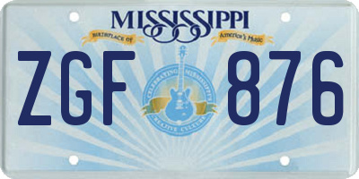 MS license plate ZGF876