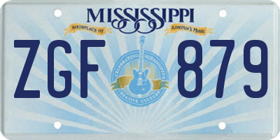 MS license plate ZGF879