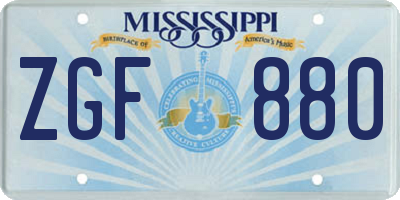 MS license plate ZGF880