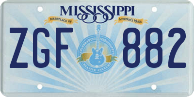 MS license plate ZGF882