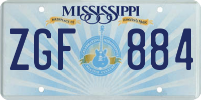MS license plate ZGF884