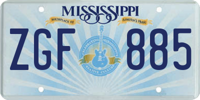 MS license plate ZGF885