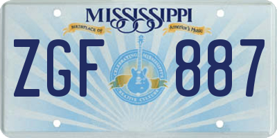 MS license plate ZGF887