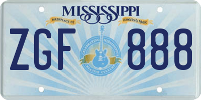 MS license plate ZGF888