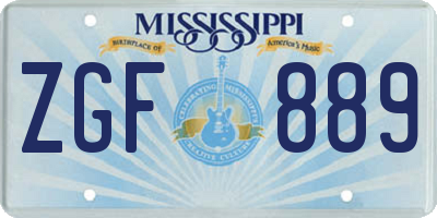 MS license plate ZGF889