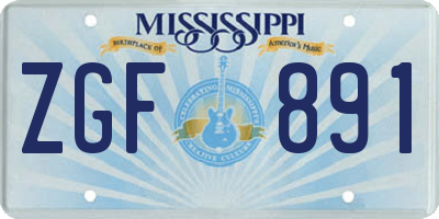 MS license plate ZGF891