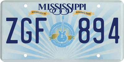MS license plate ZGF894
