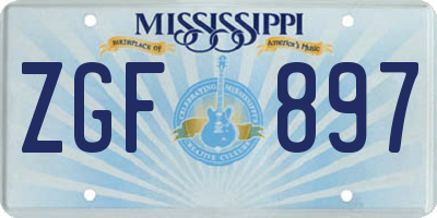 MS license plate ZGF897