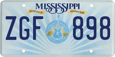 MS license plate ZGF898
