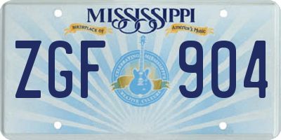 MS license plate ZGF904