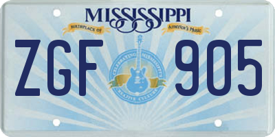 MS license plate ZGF905
