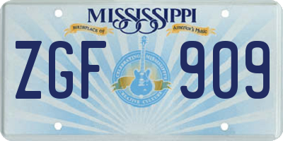 MS license plate ZGF909