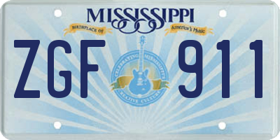 MS license plate ZGF911