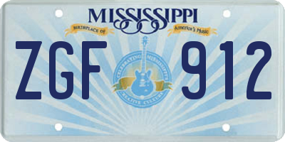 MS license plate ZGF912