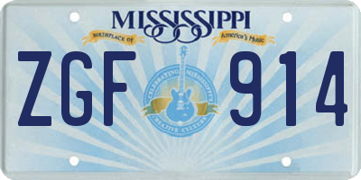 MS license plate ZGF914