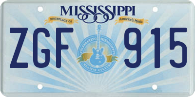 MS license plate ZGF915