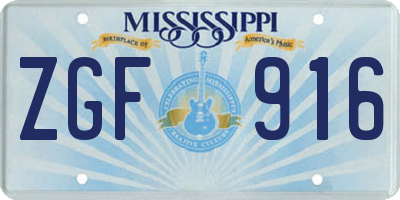 MS license plate ZGF916