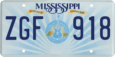 MS license plate ZGF918