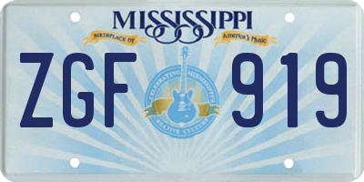MS license plate ZGF919