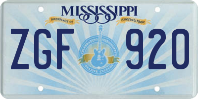MS license plate ZGF920