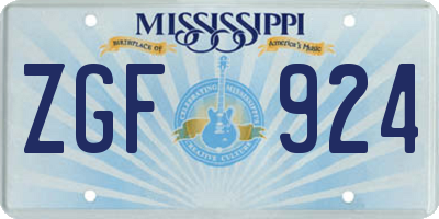MS license plate ZGF924