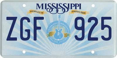 MS license plate ZGF925