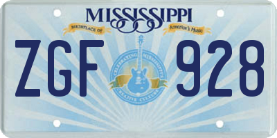 MS license plate ZGF928