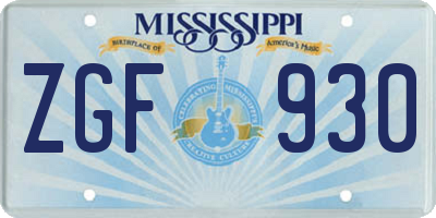 MS license plate ZGF930