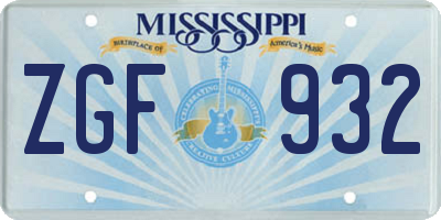 MS license plate ZGF932