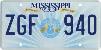 MS license plate ZGF940