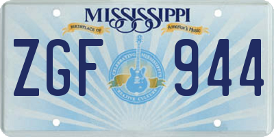 MS license plate ZGF944