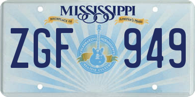 MS license plate ZGF949