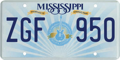 MS license plate ZGF950