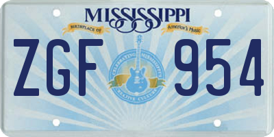 MS license plate ZGF954