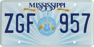 MS license plate ZGF957